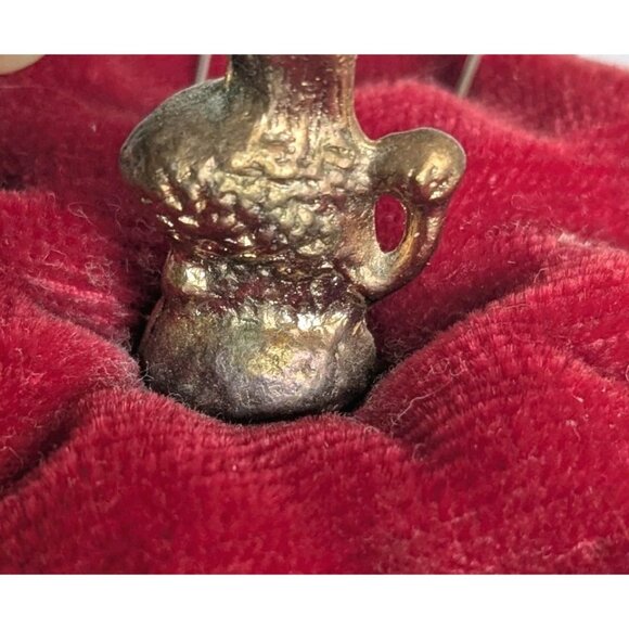 French Poodle Pin Cushion Pearl Gold Trinket Red Velvet Dog Jewelry Dish 60s Vtg - Picture 14 of 16